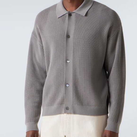 Frame Open Knit Cardigan Mens Medium Cloud Gray Wool Blend - Picture 1 of 12